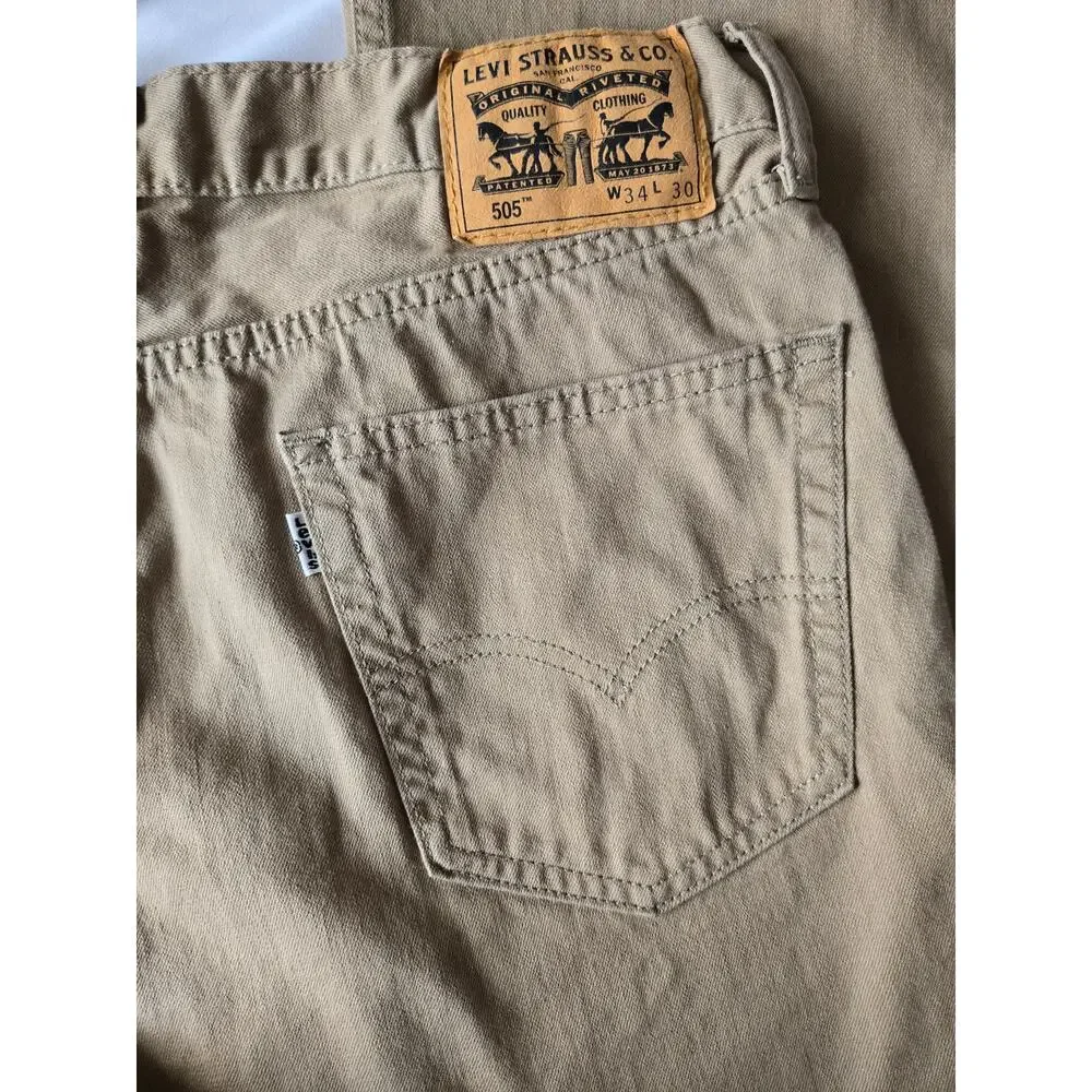 Vintage LEVI STRAUSS & CO. Khaki Straight Leg Grunge Jeans 34W 30L - Picture 3 of 9